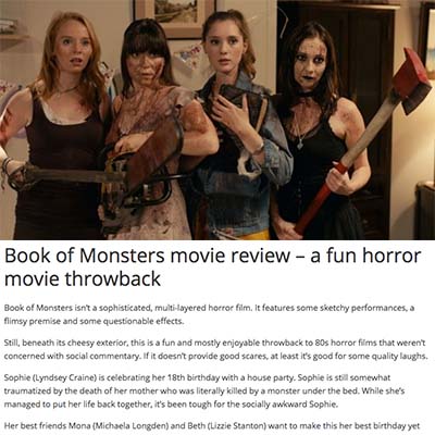 Book of Monsters movie review – a fun horror movie throwback